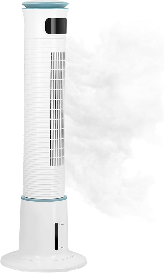 43-Inch Electric Oscillating Tower Fan with Remote Control for Indoor, Bedroom and Home Office, White