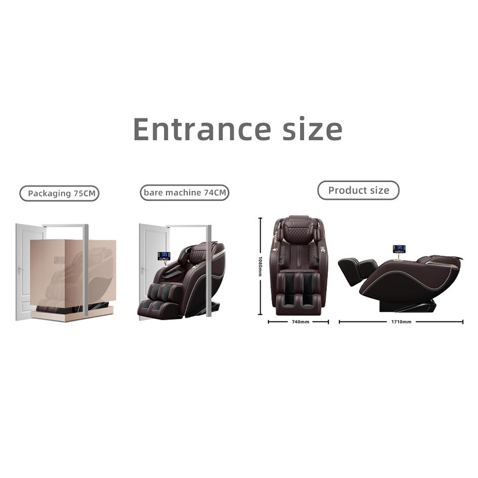 Full Body Massage Chair, Full Body Zero Gravity with 3D Massage Mechanism,Multiple massage modes, Waist and Calf Heater, Foot Roller, Bluetooth Speaker (Brown)