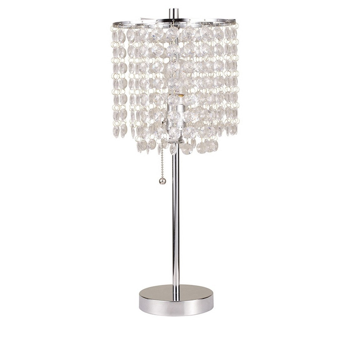 20.25" Tall Metal Table Lamp with Silver finish, Crystal Inspired Shade