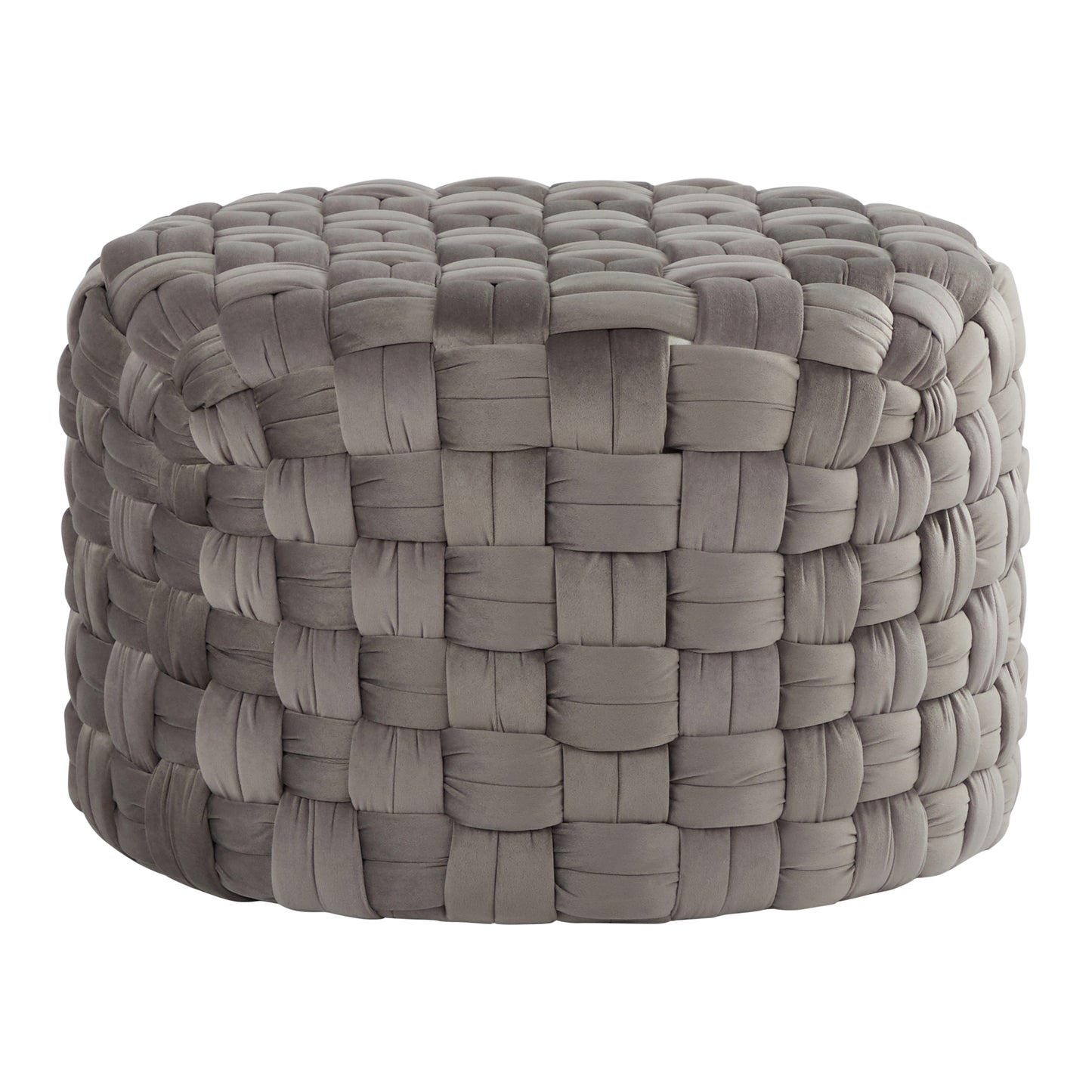 Braided Round 24' Ottoman in Dark Grey Velvet by LumiSource