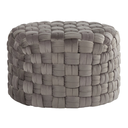 Braided Round 24' Ottoman in Dark Grey Velvet by LumiSource