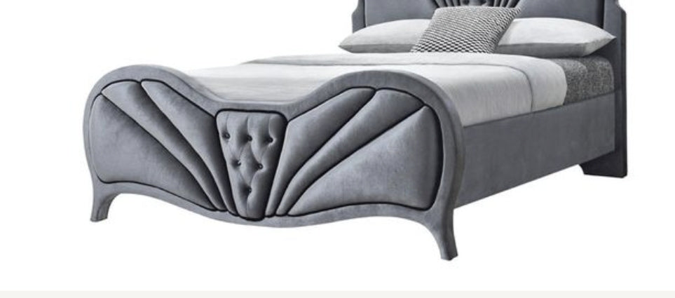 Dante Gray Velvet Queen Bed