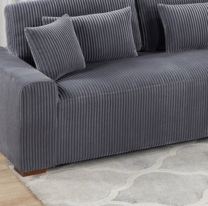 Modern 2pc Sectional Set XL Plush Corduroy Fabric Dark Gray LAF Sofa RAF Chaise Living Room Couch