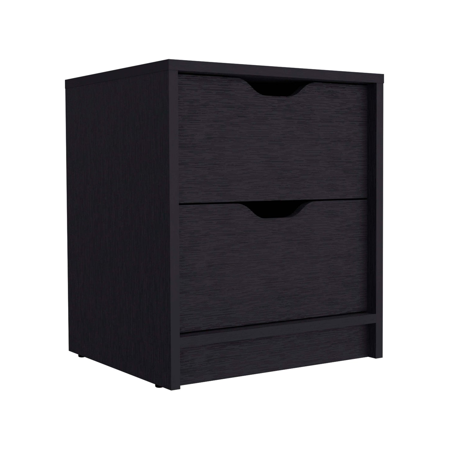 Double Drawer Nightstand 19"H, Bedside Table, Black