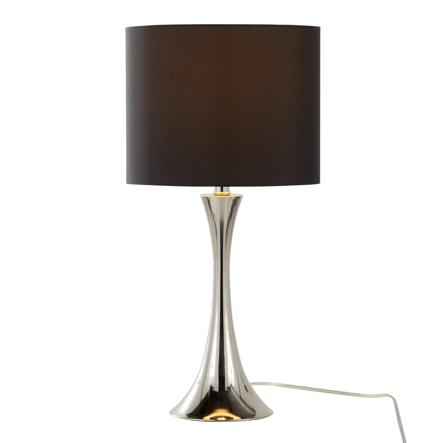 Lenuxe 24" Contemporary Metal Table Lamp in Polished Nickel with Black Silk-like Shade from Grandview Gallery by LumiSource - Set of 2