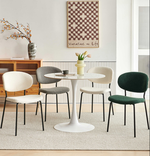 Mid-Century White Stone Round Dining Table for Dining Room, Living Room,Cafe,Easy to Assemble and Clean