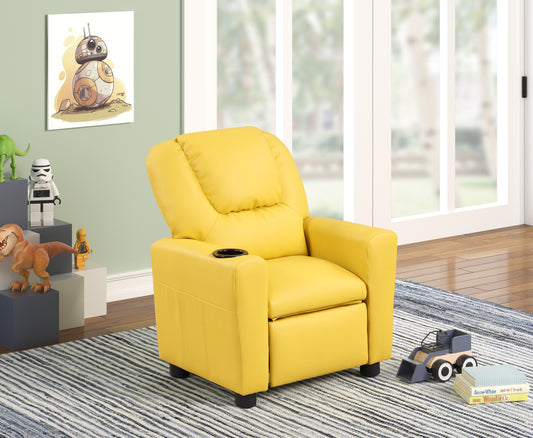 Marisa 22" Yellow PU Leather Kids Recliner Chair with Cupholder