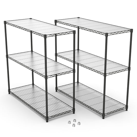 2 Pack 3 Tier Shelf Wire Shelving Unit,  2P-3TWL1848-B-LKJ