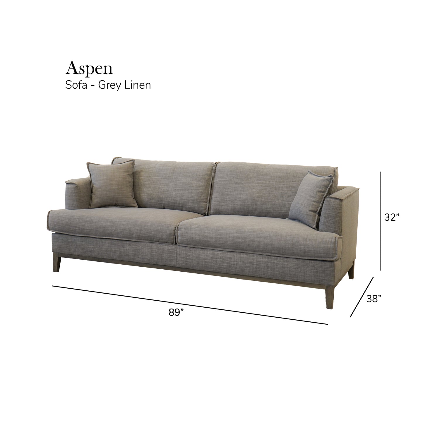 Aspen Grey Linen Sofa