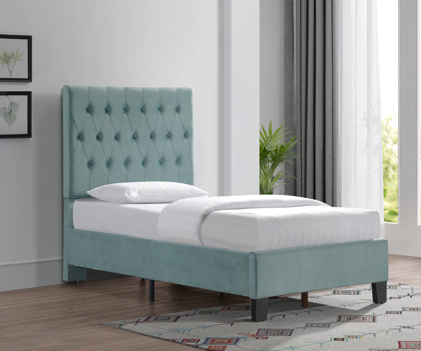 Luma Blue Twin Upholstered Bed