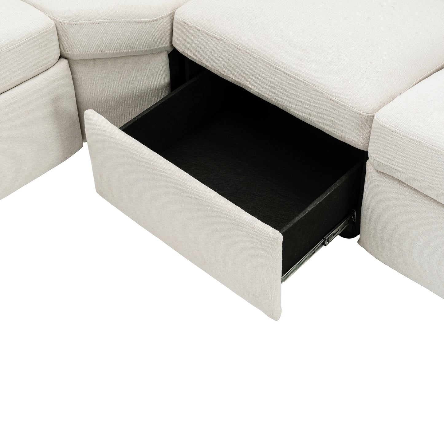 89" Power Recliner Sectional Sofa Home Theater Reclining Sofa with Two USB Ports, Two Storage Drawers for Living Room, Beige