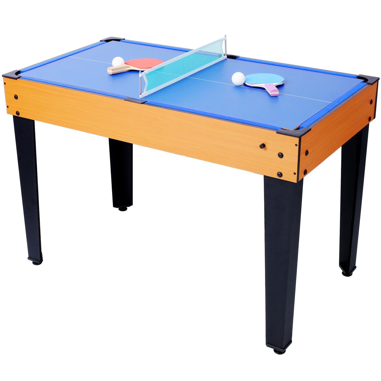 5-in-1 Multi-Game Table - Billiards, Push Hockey, Foosball, Ping Pong, and Basketball  brown /blue