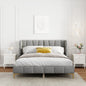 Queen Size Upholstered Velvet Platform Bed, Gray