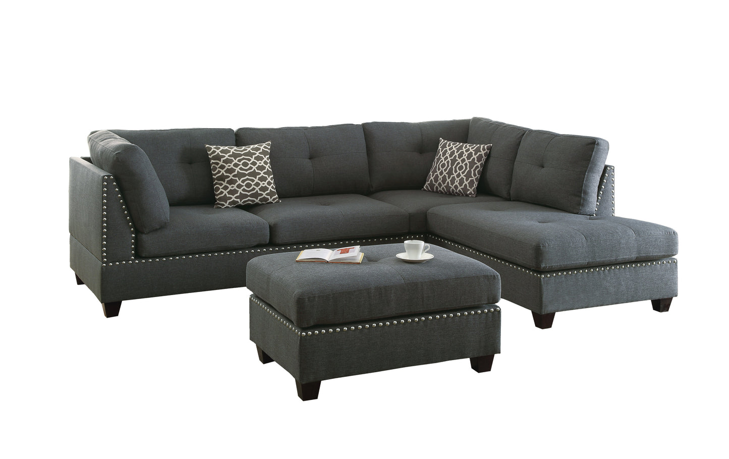 3-PC SECTIONAL in Blue Gray