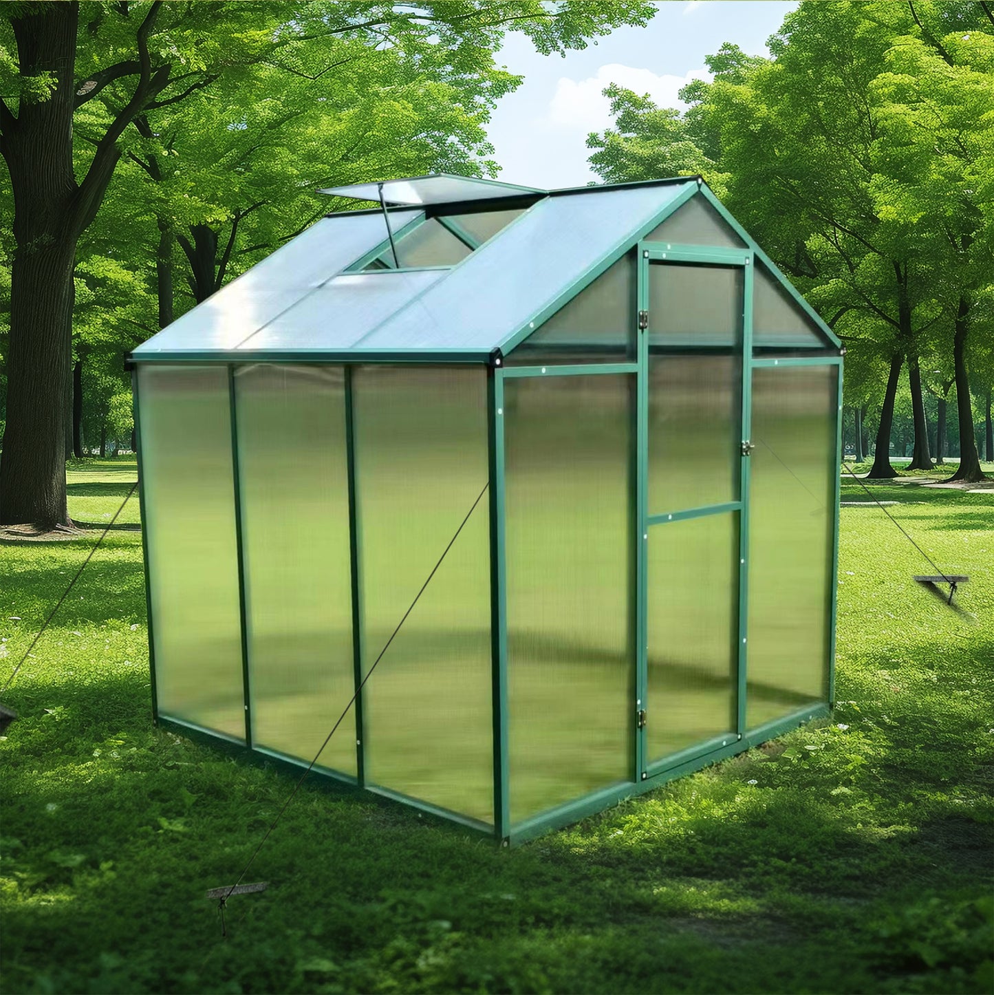 Newly marketed Gain height windproofaluminum greenhouse 6x6 FT Polycarbonate Greenhouse Raised Base and Anchor Aluminum Heavy Duty Walk-in Greenhouses for Outdoor Backyard in All Season