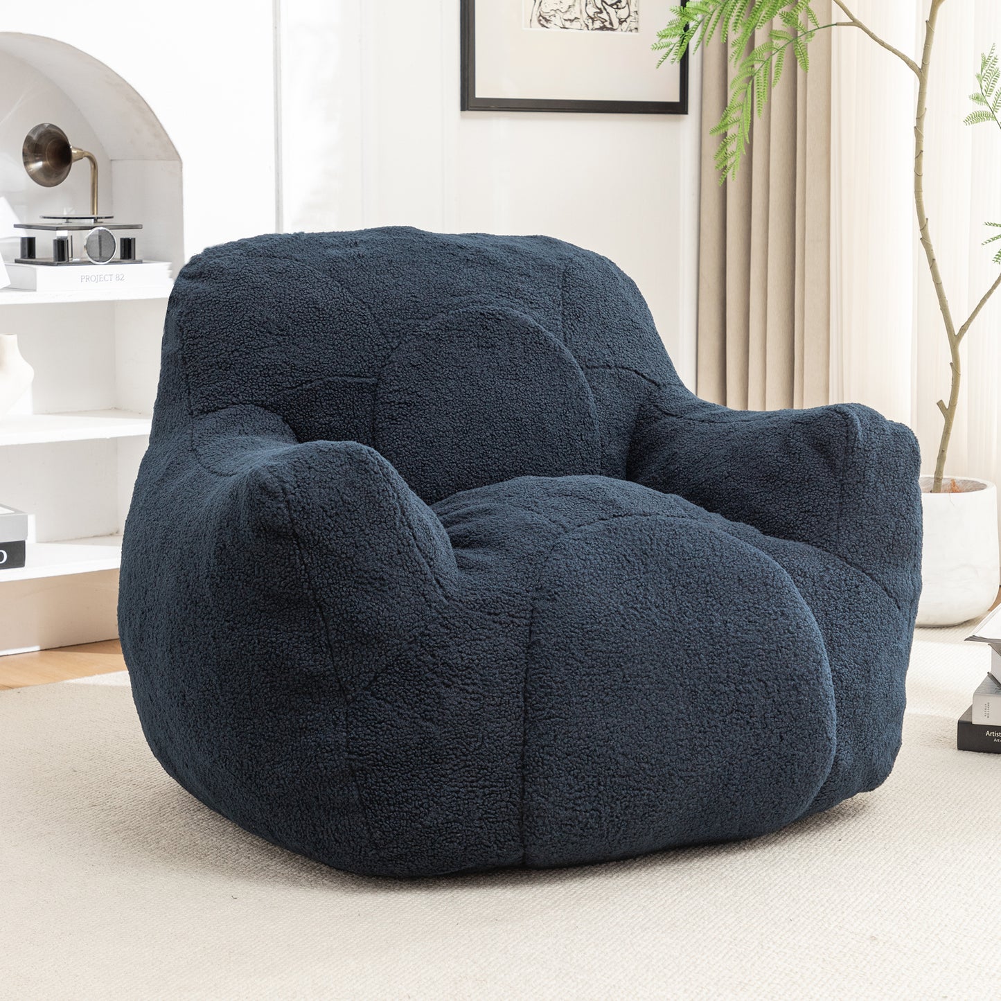 Bean Bag Chair with Filler, Bean Bag Sofa with Tufted Soft Stuffed Filling, Fluffy and Lazy Sofa, Comfy Cozy BeanBag Chairs with Memory Foam for Dorm, Apartment, Living Room