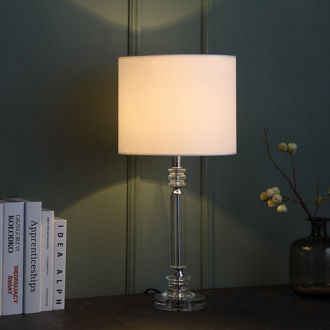 24.5" In Mitz Cut Crystal Column Modern Table Lamp