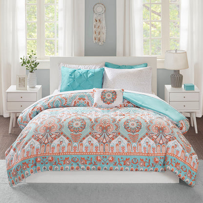 Twin Boho Comforter Set with Bed Sheets