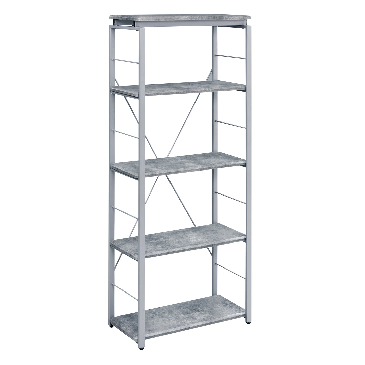 Grey and Silver 4-shelf Bookcase
