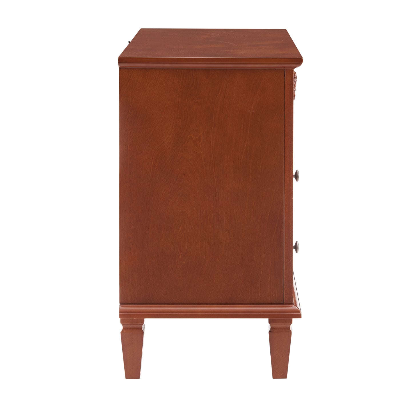 Open Space and 2 Drawers Dresser Nightstand with Charging Station, Farmhouse End Table with USB Ports and Outlets, Fluted Pilasters Design Side Table with Solid Wood Legs for Bedroom