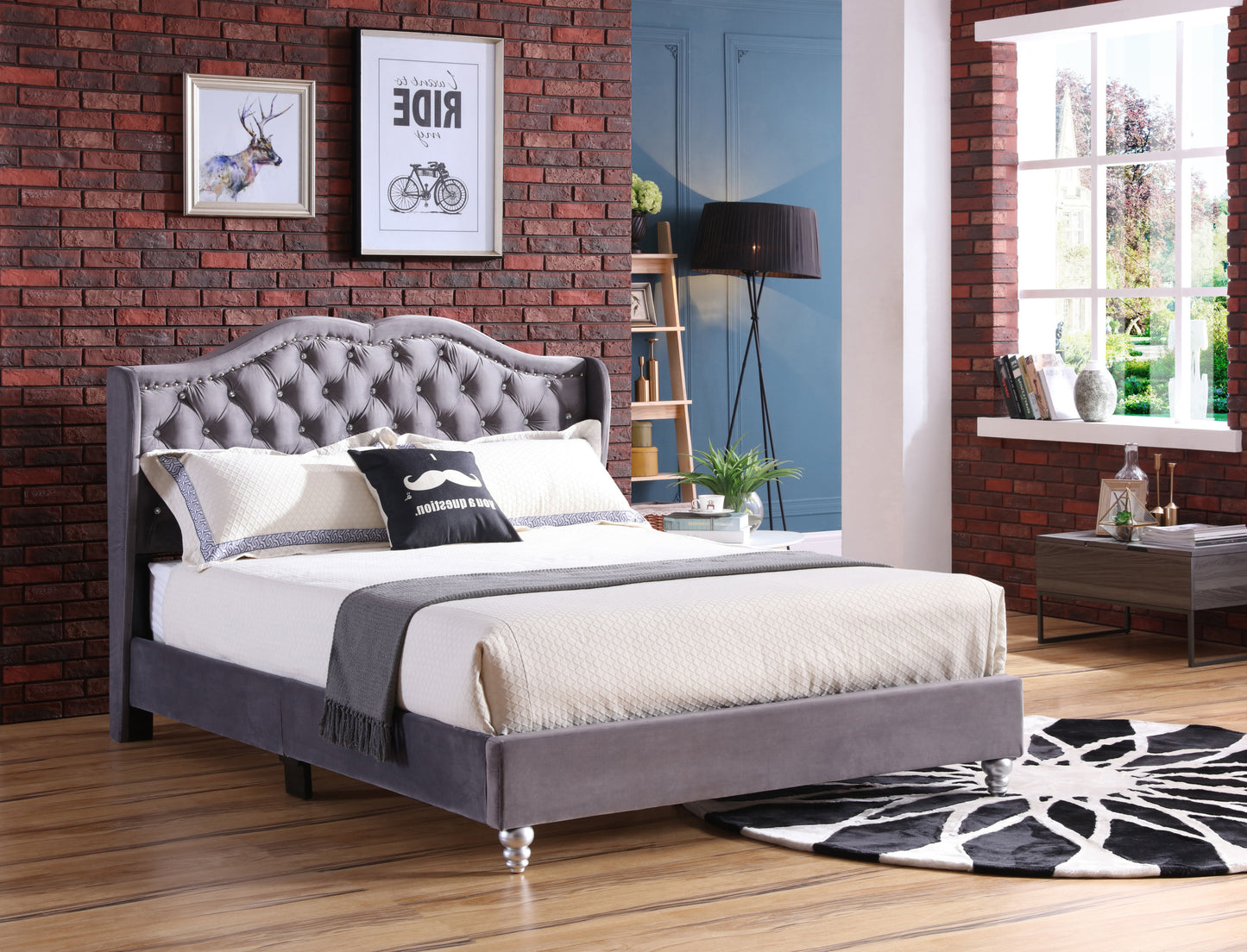 Stylish Transitional Full Upholstered Bed