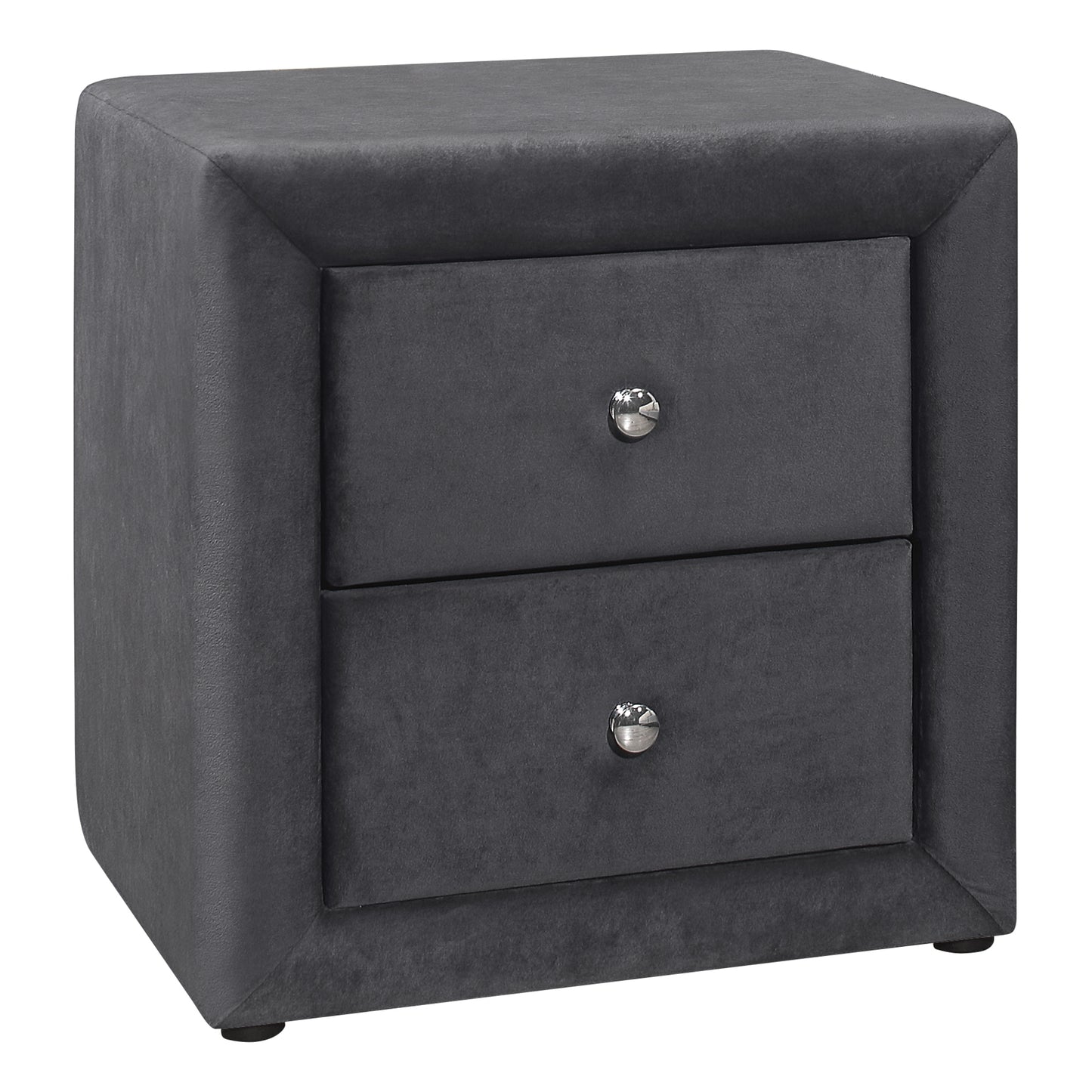 Nightstand, Nightstand, End, Side, Lamp, Storage Drawer, Bedroom, Upholstered, Grey Velvet, Transitional