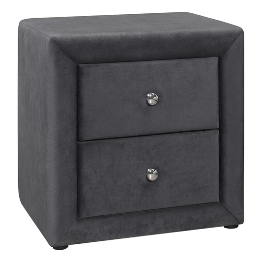 Nightstand, Nightstand, End, Side, Lamp, Storage Drawer, Bedroom, Upholstered, Grey Velvet, Transitional