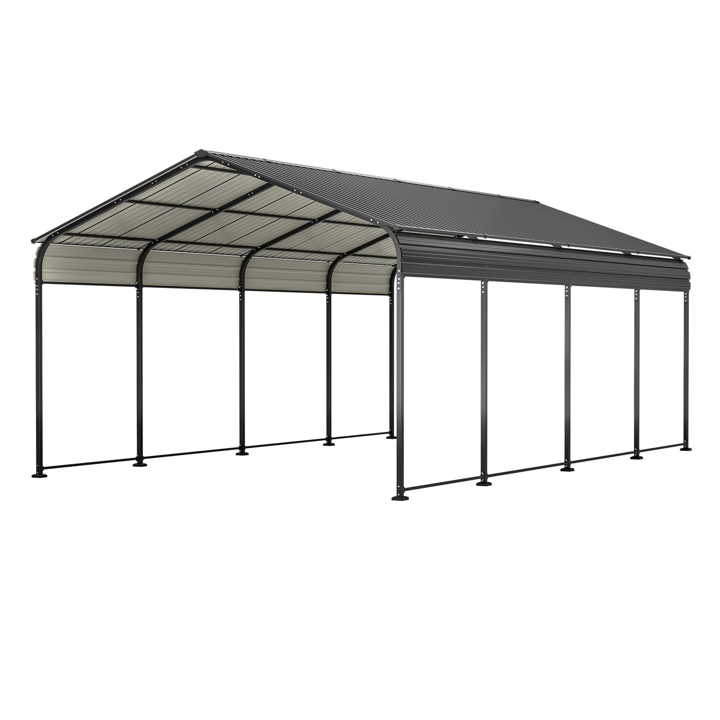 12X20 FT Metal Carport, Outdoor Car Shelter All Weather, Heavy Duty Outdoor Galvanized Car Shelter for Car Boat Truck and SUVs Black