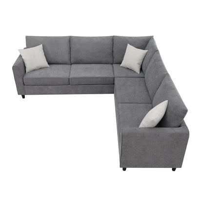 91*91" Modern Upholstered Living Room Sectional Sofa, L Shape Furniture Couch with 3 Pillows