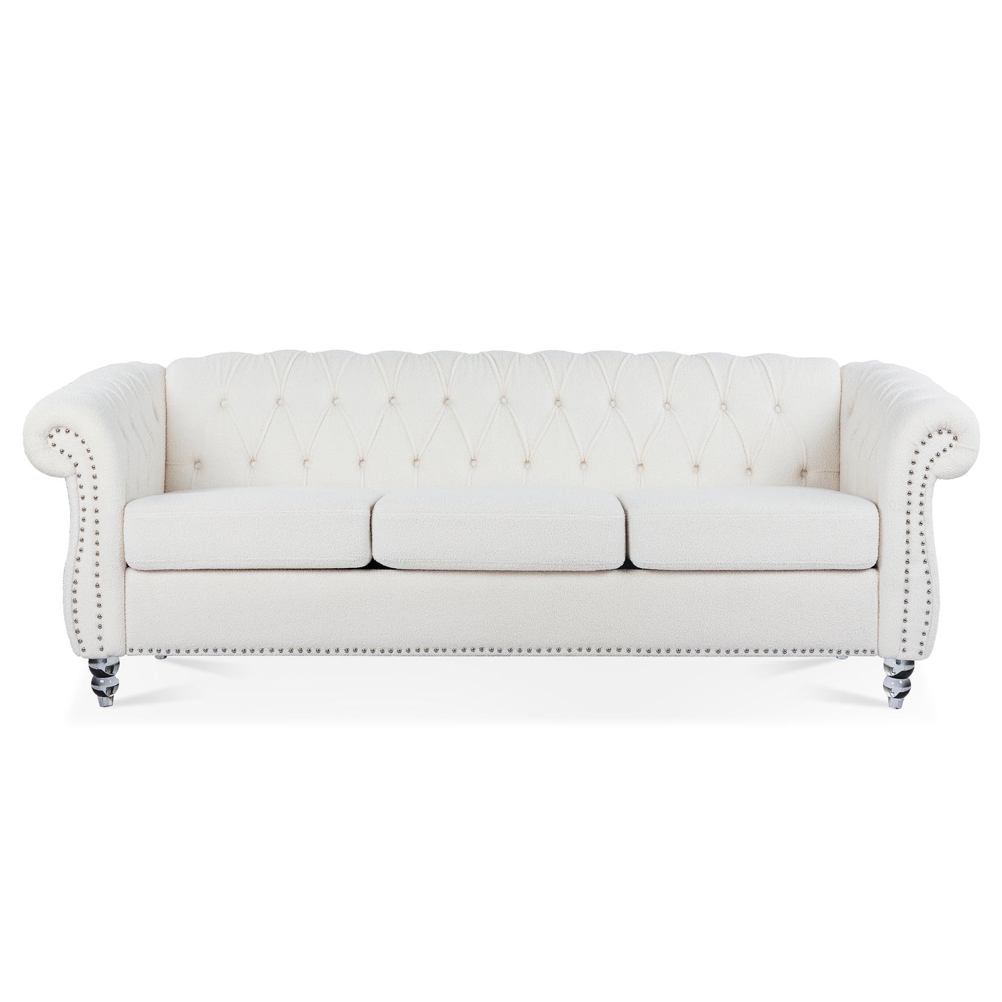 84.65" Rolled Arm Chesterfield 3 Seater Sofa