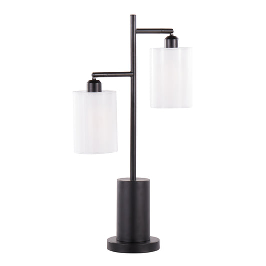 Cannes Contemporary Table Lamp in Black Metal with White Shades by LumiSource