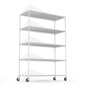 5 Tier 6000lbs Heavy Duty Adjustable Storage Rack Metal Shelf Wire Shelving Unit with Wheels & Shelf Liners - 82" H x 48" L x 24" D - White