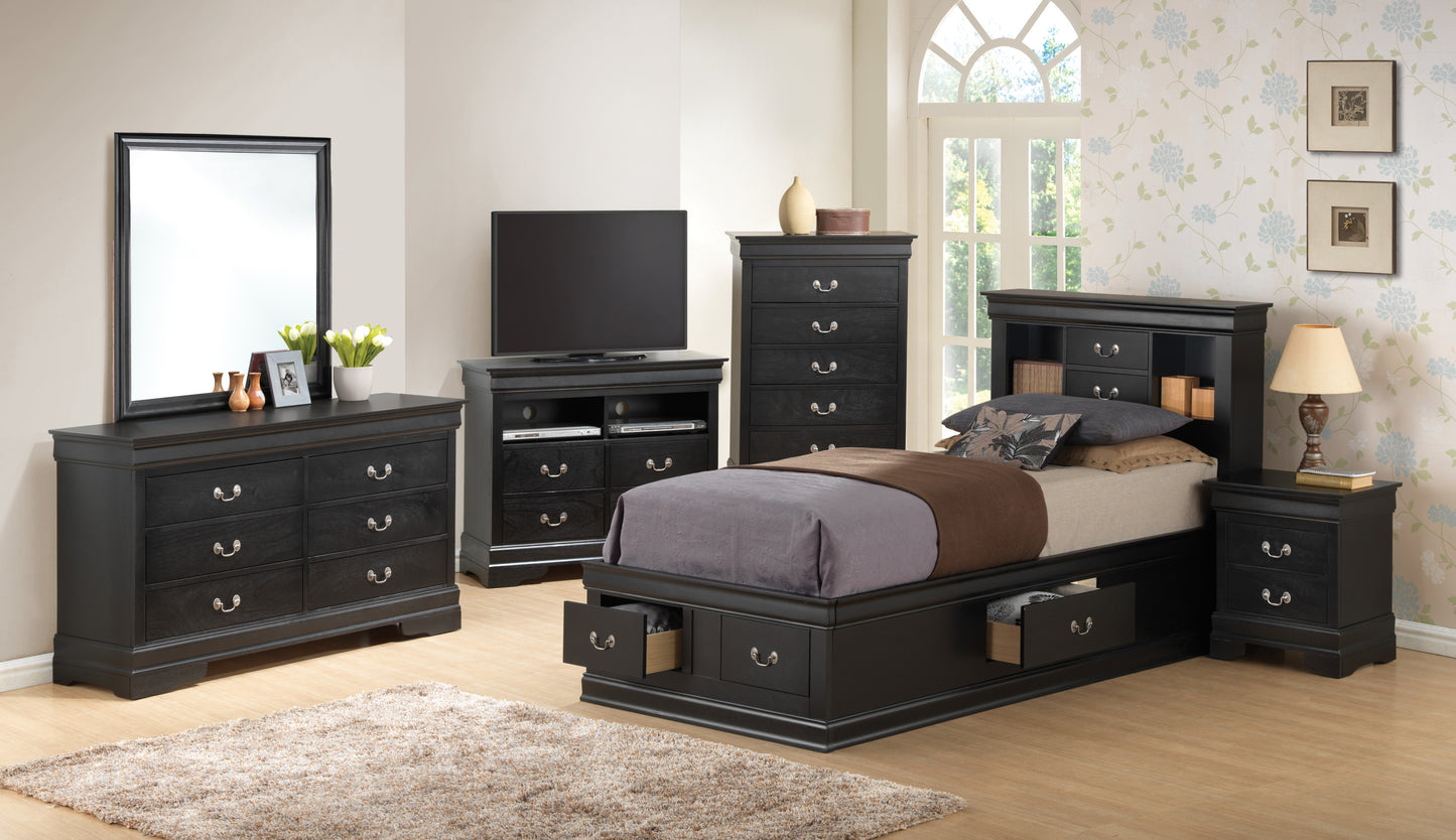 Elegant Black Twin Storage Bed
