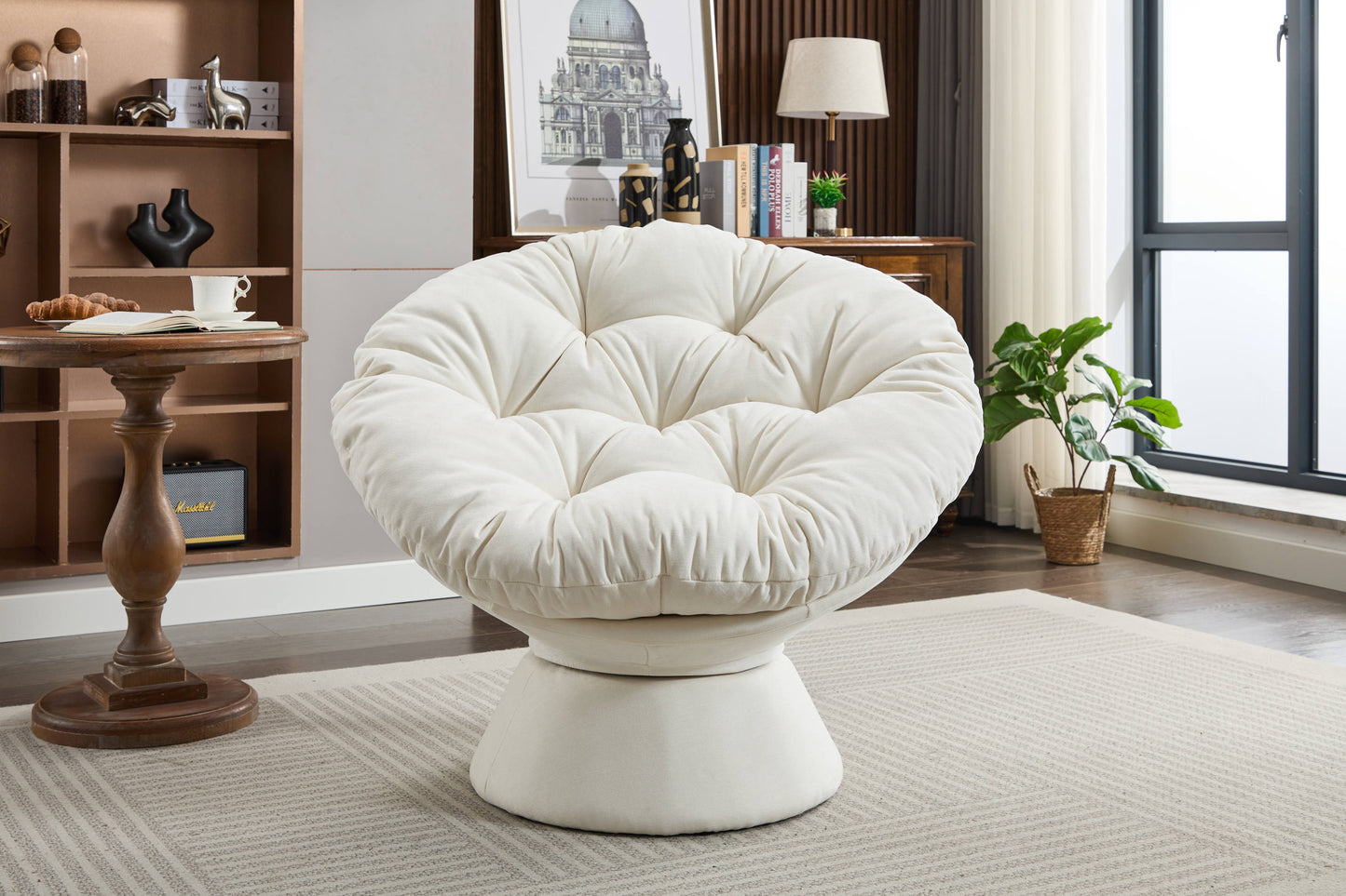 Oversized Swivel Accent Chair, 360 Swivel Barrel Chair, Papasan Chair for Living Room Bedroom