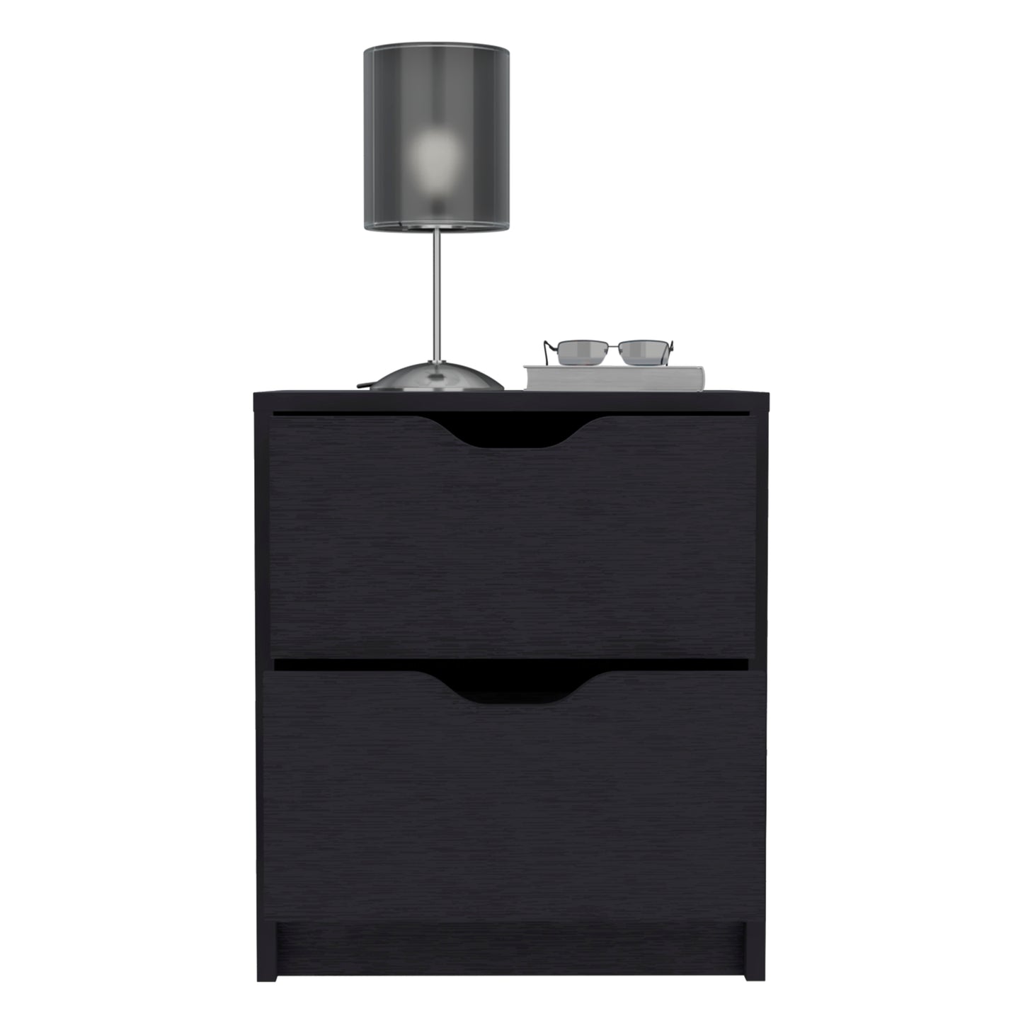Basilea 2 Drawers Nightstand , End Table, Side Table Pull Out System -Black
