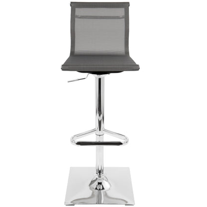 Mirage Contemporary Adjustable Barstool with Swivel in Silver by LumiSource