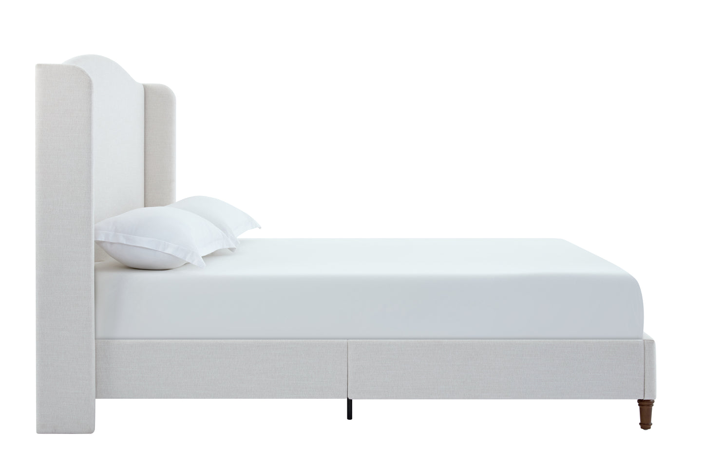 Hannah Upholstered Wingback Bed Size King / Tall 54" Headboard Upholstered King Bed / Premium Textured Canvas Chenille Look Ivory / Minimalist Designs
/ No Box Spring Needed / Easy Assembly / King