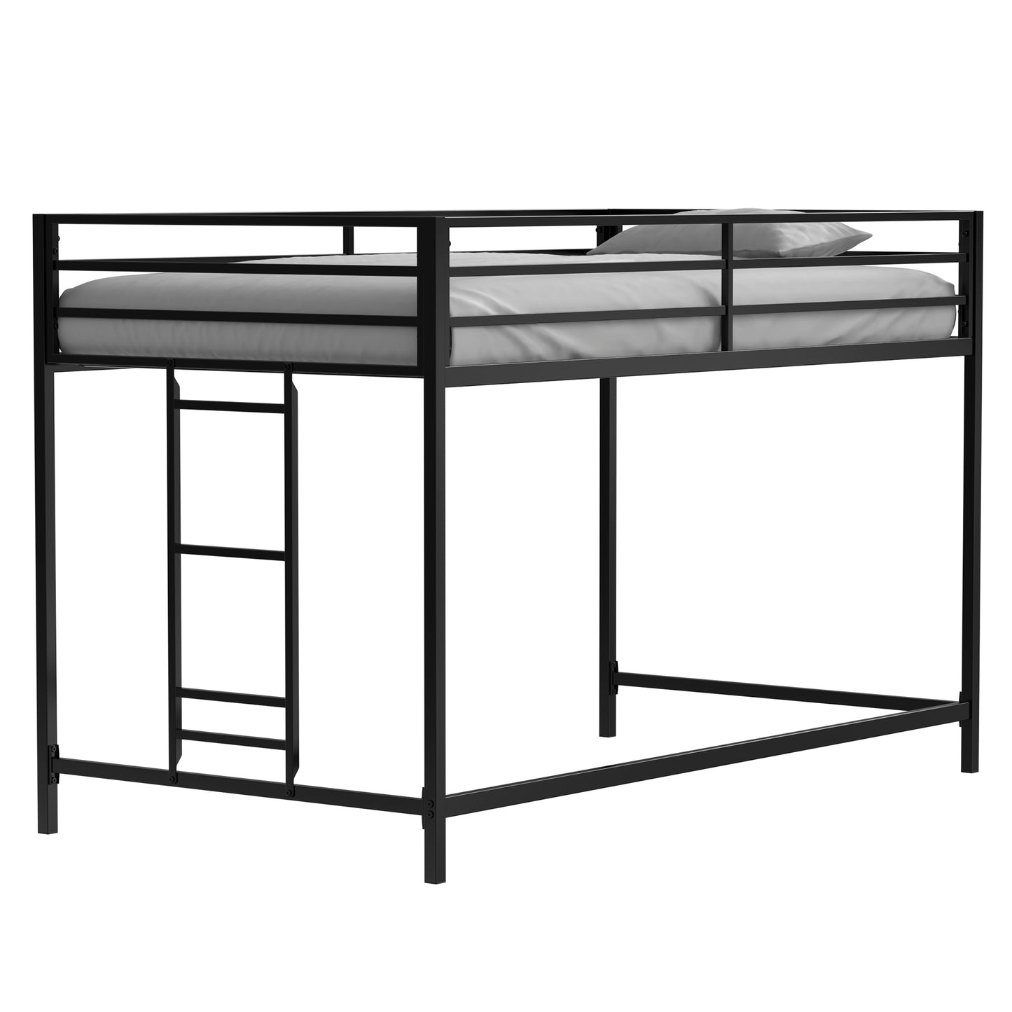 Adam sturdy junior twin loft bunk black for kids with easy climbing ladder, space saving