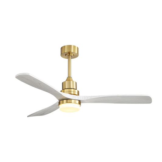 52 Inch Ceiling Fan With Dimmable Led Light 3 Solid Wood Blades Remote Control Reversible DC Motor For Living Room