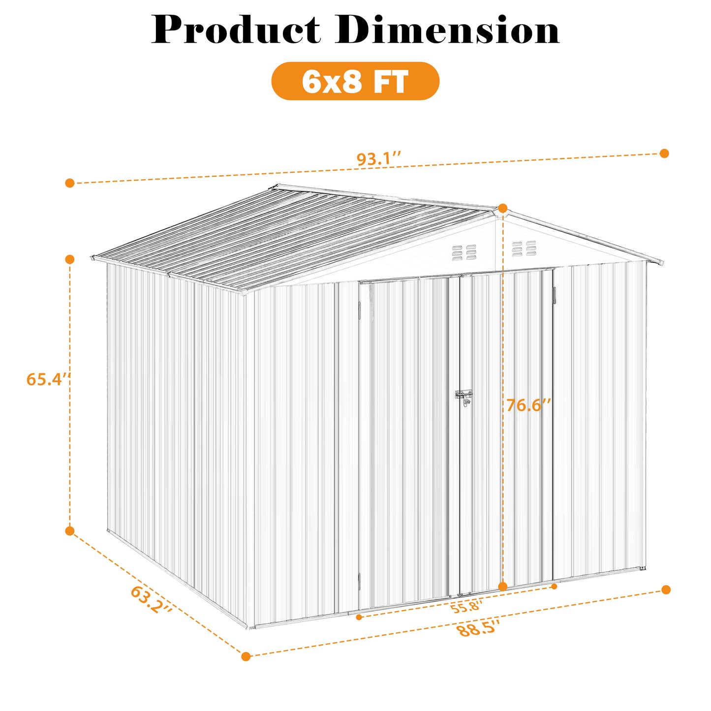 Outdoor Sheds 6FT x 8FT & Outdoor Storage Clearance, Metal Anti-Corrosion Utility Tool House with Lockable Door & Shutter Vents, Waterproof Storage Garden Shed for Backyard Lawn Patio