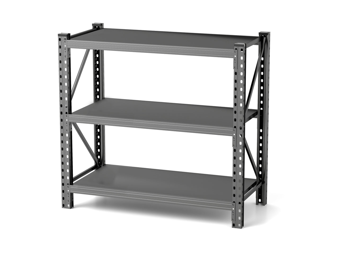 3-Tier Industrial Shelving Rack - 47in, Heavy Duty Steel Shelving Unit Adjustable, 51.2" W*23.6" D*47.3"H, Black, Requires Assembly