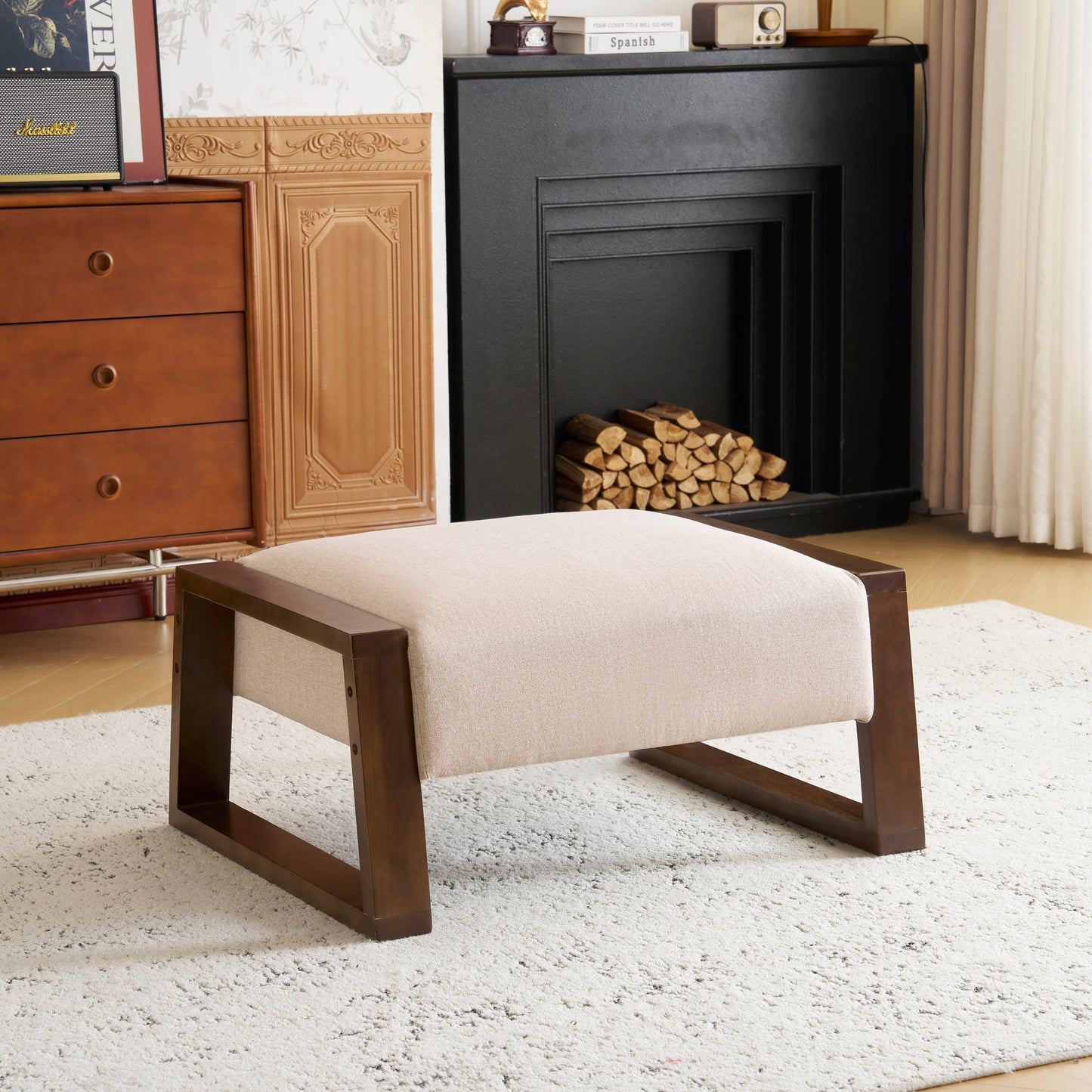 Sleek and Stylish Ottoman, Beige