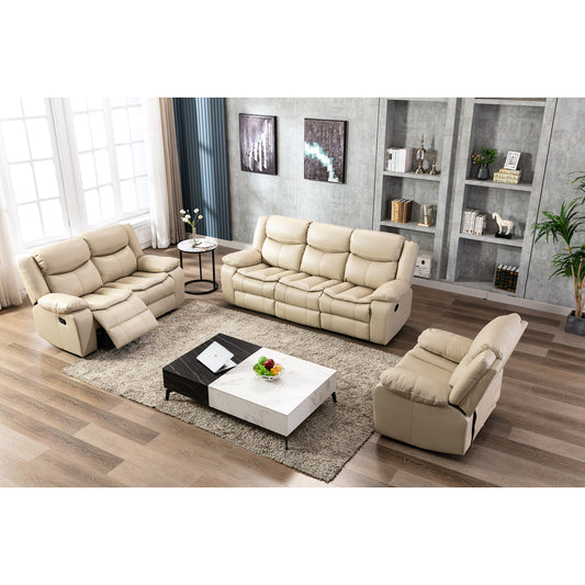 1+2+3 Manual recliner loveseat reclining sofa set, Cream