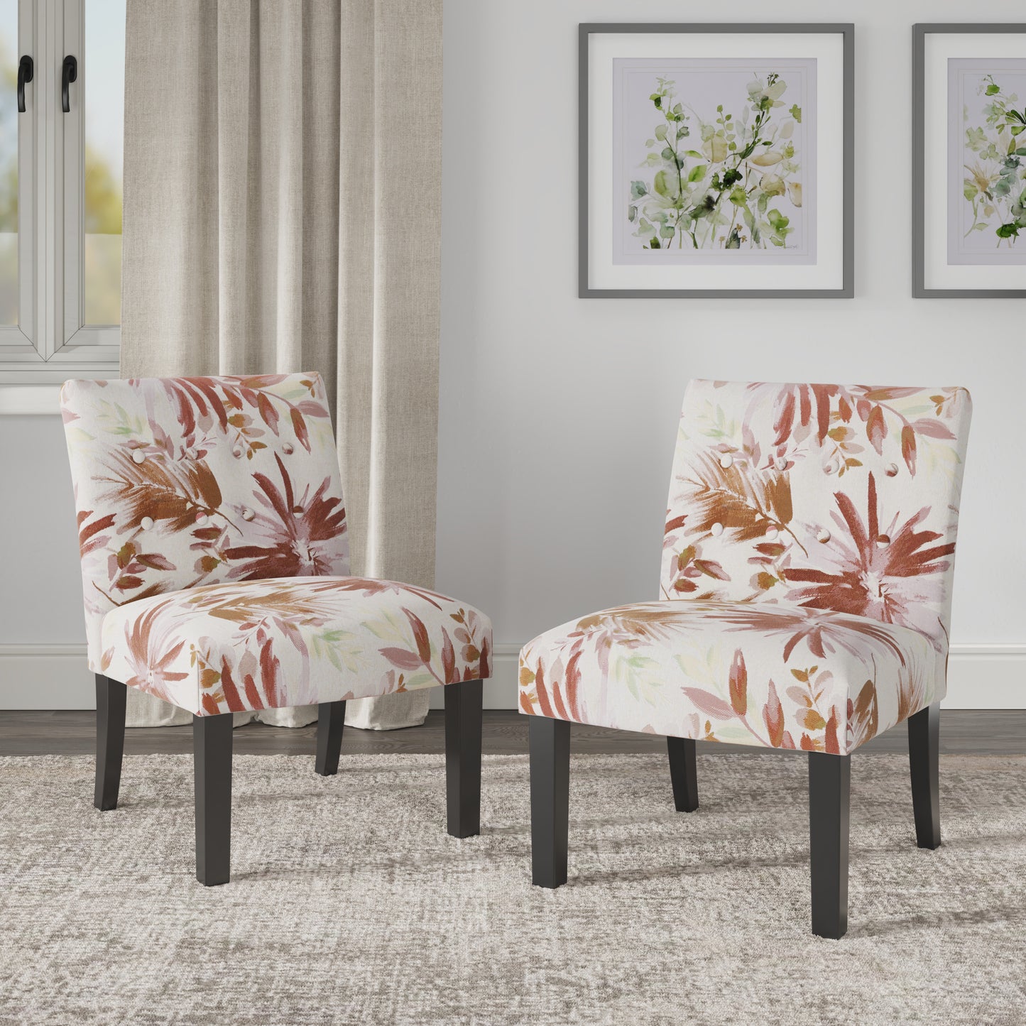 Red Floral Accent Chair