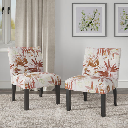Red Floral Accent Chair