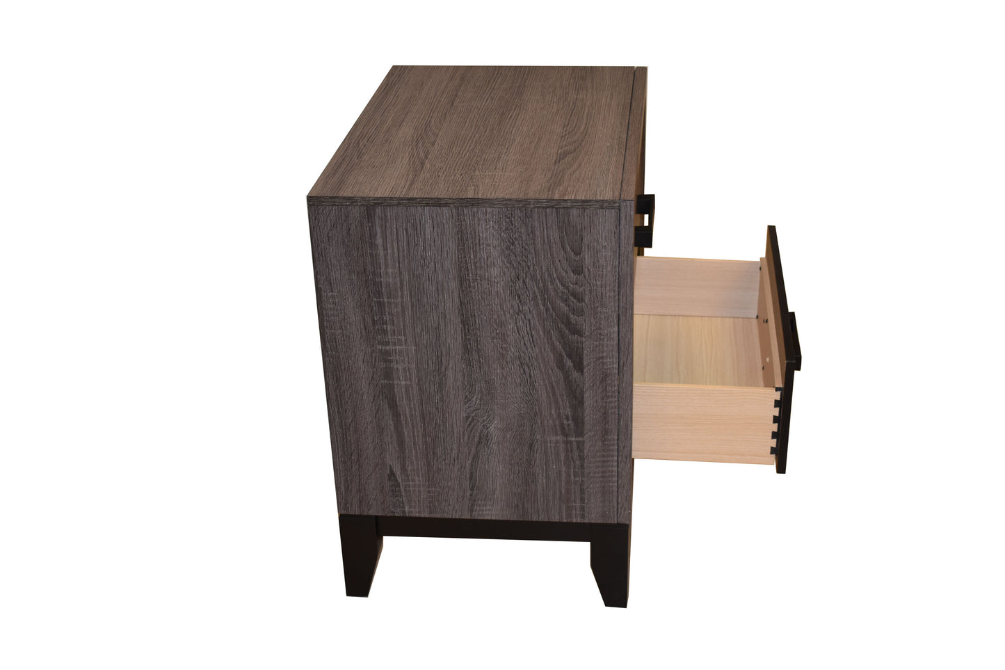 Contemporary Style 2-Drawer Nightstand Made with Wood in Gray