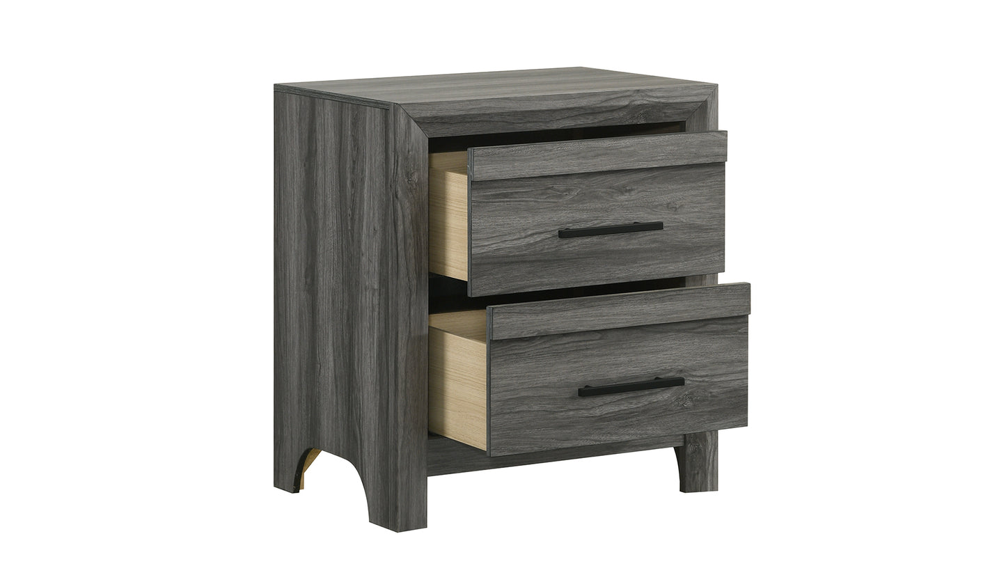 Denver Modern Style 2-Drawer Night stand Made with Wood in Gray