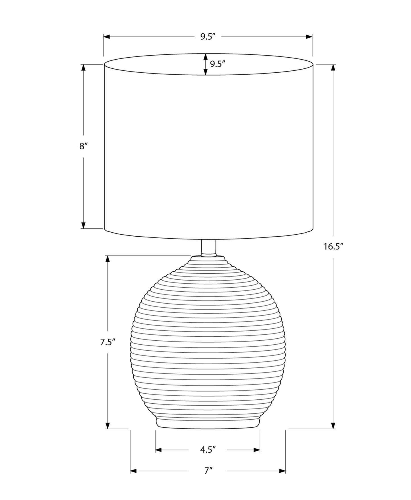 Lighting, 16"h, Black Resin, Ivory / Cream Shade, Contemporary