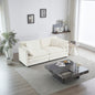 Modern Fabric Loveseat Sofa Couch for Living Room, Upholstered Large Size Deep Seat 2-Seat Sofa with 4 Pillows ,White Chenille