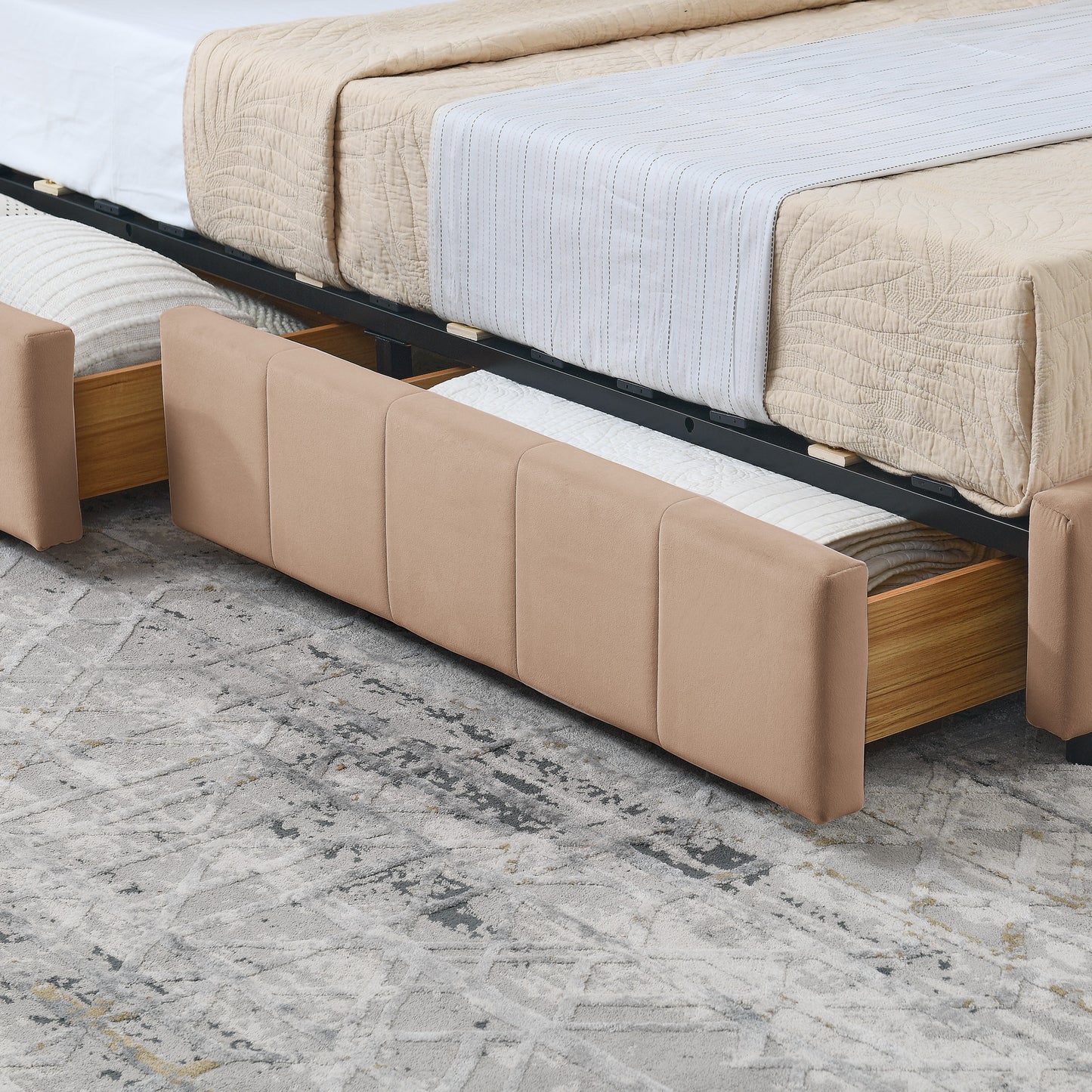 Full Size Storage Upholstered Tufted Bed Frame, Sofa Bed Frame with Comfortable Backrest and Armrests, Full Size Bed for Bedroom, Living Room,Velvet, PINK(80.5''*59''*29.5'')